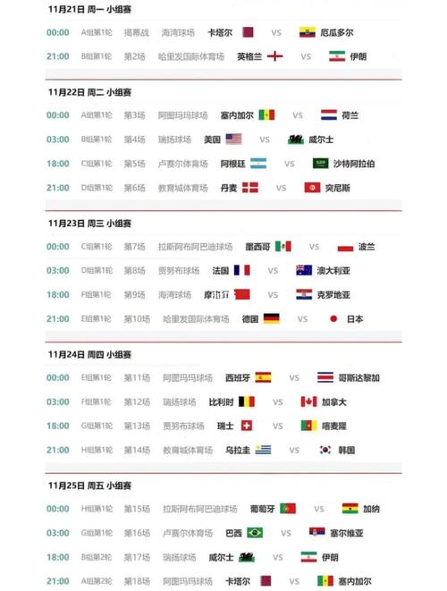 世界杯小组赛时间表图片